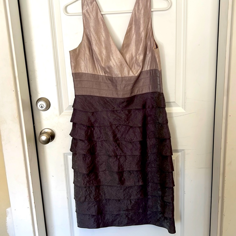 Adrianna Papell tiered dress dusty lavender
